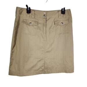 Madison & Max Womens Skirt Size 12 Beige Knee Length Pencil Flap Pockets Stretch